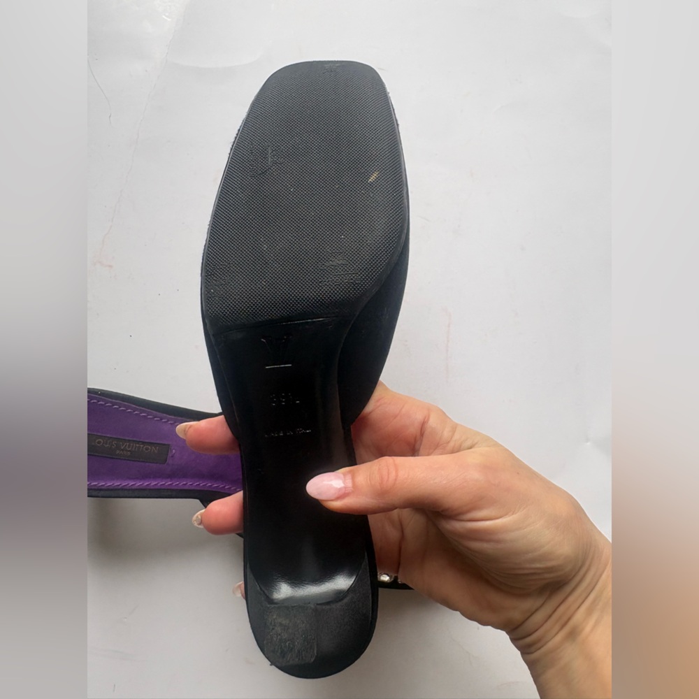 Louis Vuitton Black and Purple Mules with Crystal Embellishments - Picture 5 of 6